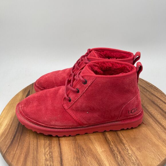 UGG Neumel Boots Mens Size 9 Red Suede Chukka Casual Comfort Ankle Fur Lined main image 5